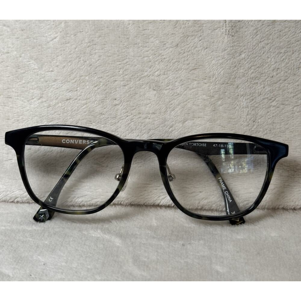 Converse Unisex Eyeglass Frames K310 47-18-130 Green Tortoise Full Rim Rectangle